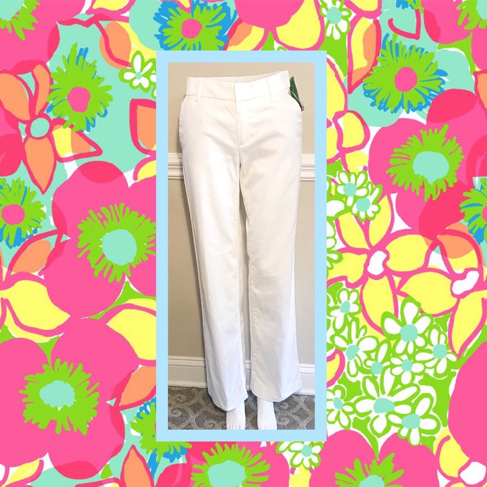 LILLY PULITZER WHITE MAIN LINE COTTON PANTS - Picture 3 of 5
